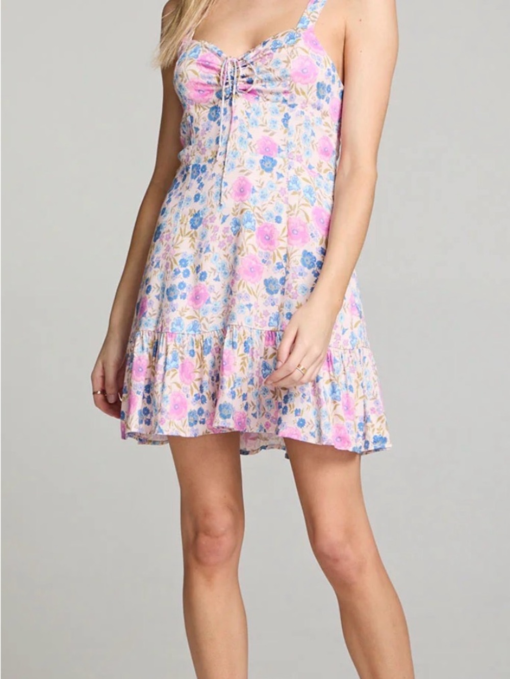 Saltwater Luxe Jessamine Floral Pink Dress NWT XS Tiered Adjustable Strap
